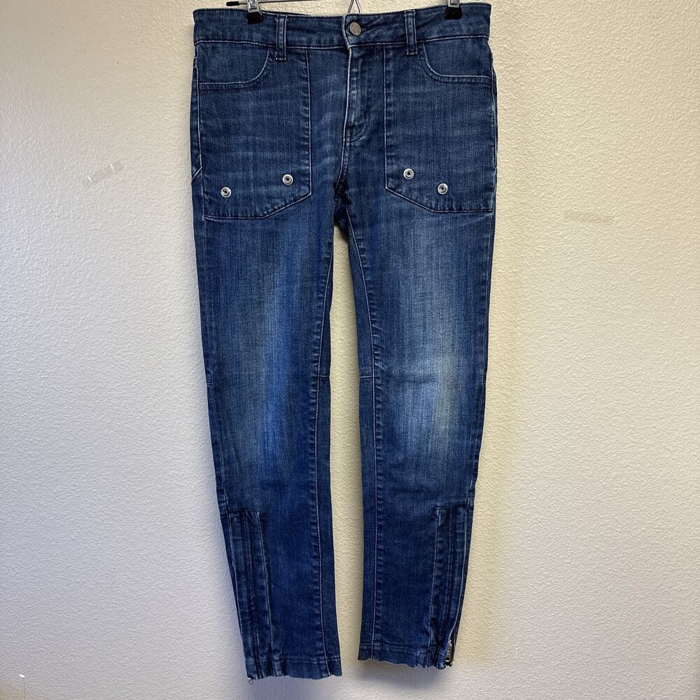 Zadig & Voltaire Evron Brut Rivet Blue Dark Wash Jeans Womens 26 Ankle Zip - Picture 2 of 15
